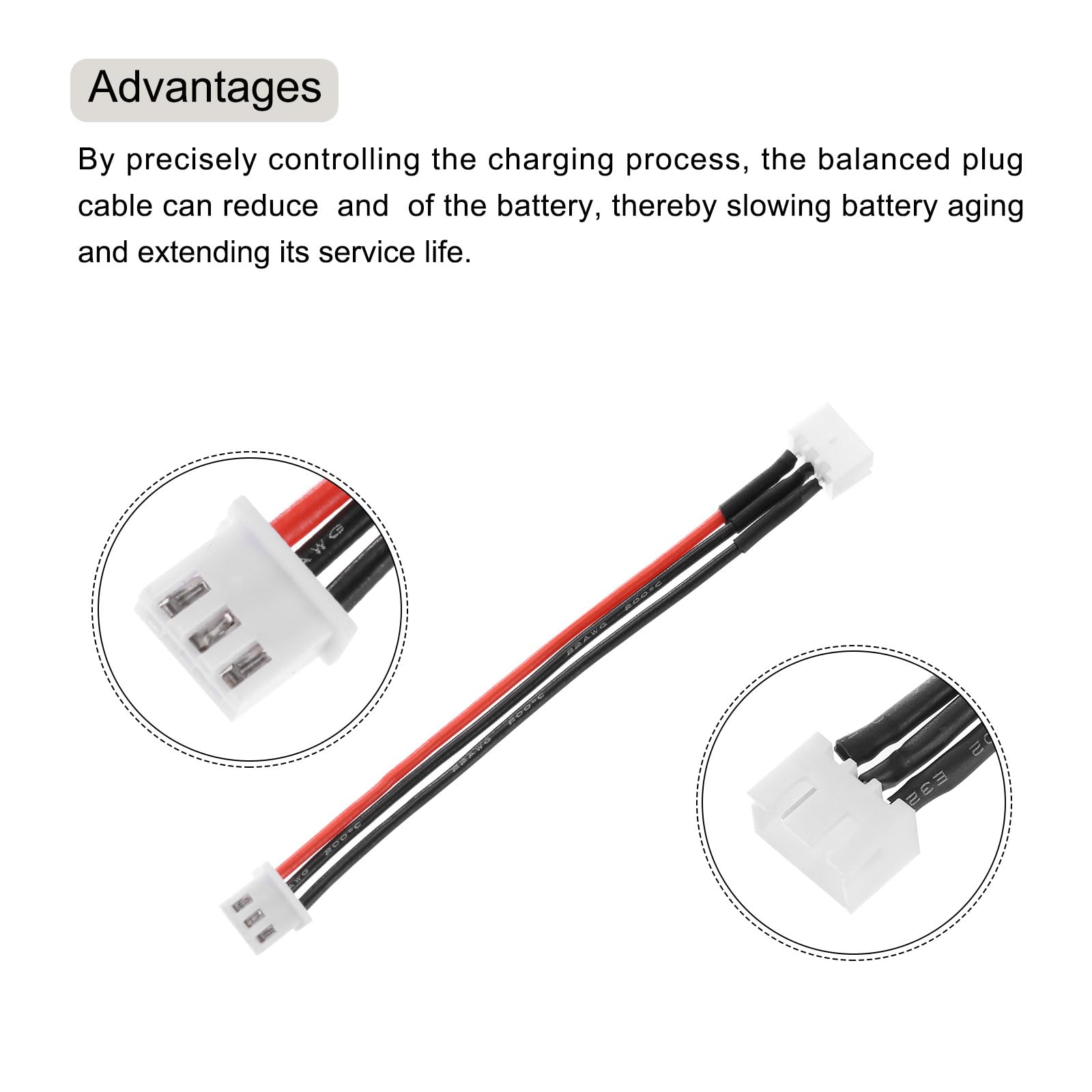 Cable De Equilibrio Para Batería 2S – Extensión De 11 Cm Con Conectores Macho/Hembra Para Coche RC Y Drones (4 Unidades)