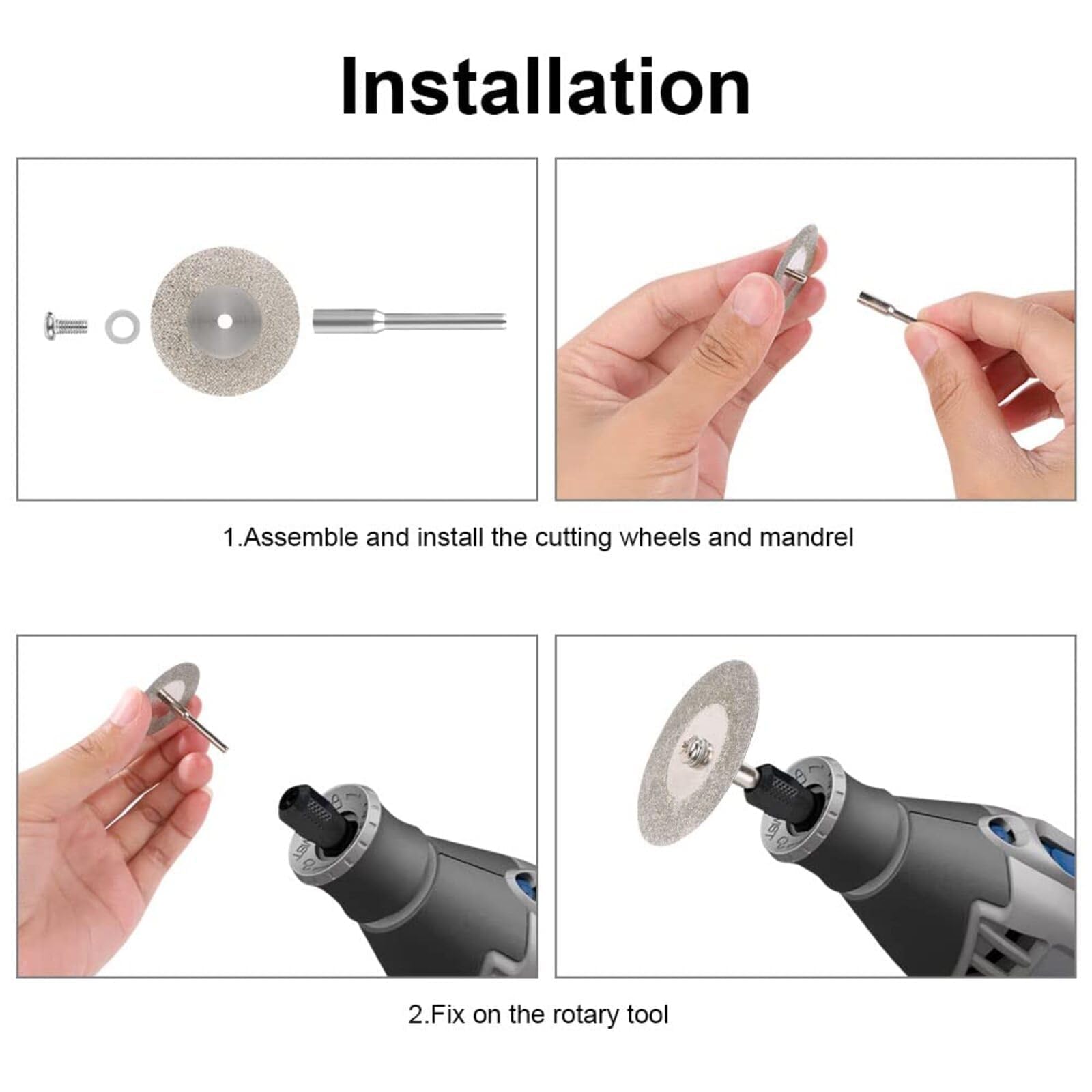 Set da 44 pezzi di dischi da taglio rinforzati in fibra di vetro per utensili rotanti, compatibili con lame per seghe Dremel 426, dischi da taglio diamantati, lame per seghe circolari HSS con alberi