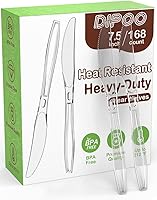 Vista 12 de Tenedores de plástico transparente de 18 cm de alta resistencia con resistente al calor y sin BPA, cubiertos de plástico sólidos y duraderos