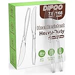 Dipoo 168pc 7.5 Clear Plastic Knives Heavy Duty Upgraded Heat Resistant & BPA Free, Solid and Durable Plastic Cutlery, Premium Disposable Knives, for Party Supply