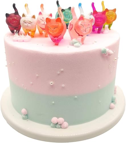 9 piezas coloridas y lindas figuras de gato en miniatura, personajes de animales, decoración de colección de figuras pequeñas, decoración de