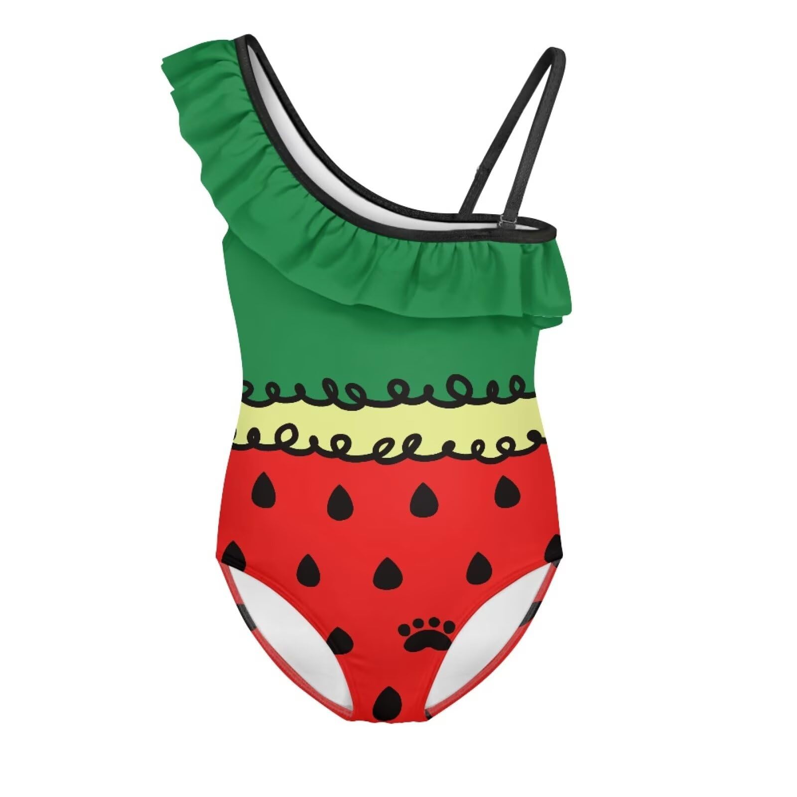 Girls One Piece Bathing Suit,Slim-Fit Ruffle Strap Swimsuit with Adjustable Strap Quick Dry Summer Beach Swim Suit