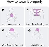 Vista 5 de Gorro de natación de silicona impermeable suave para niñas de verano para piscina de mar, gorro de baño para cabello largo