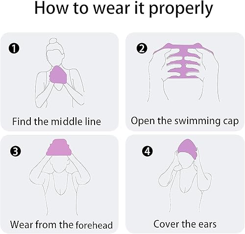 Miniatura 5 de Gorro de natación de silicona impermeable suave para niñas de verano para piscina de mar, gorro de baño para cabello largo