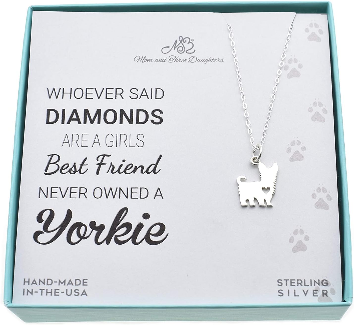 Yorkshire Terrier Charm Necklace in Sterling Silver | 18" Cable Chain | Dog Mama Gift | Yorkie Charm | Dog's Best Friend
