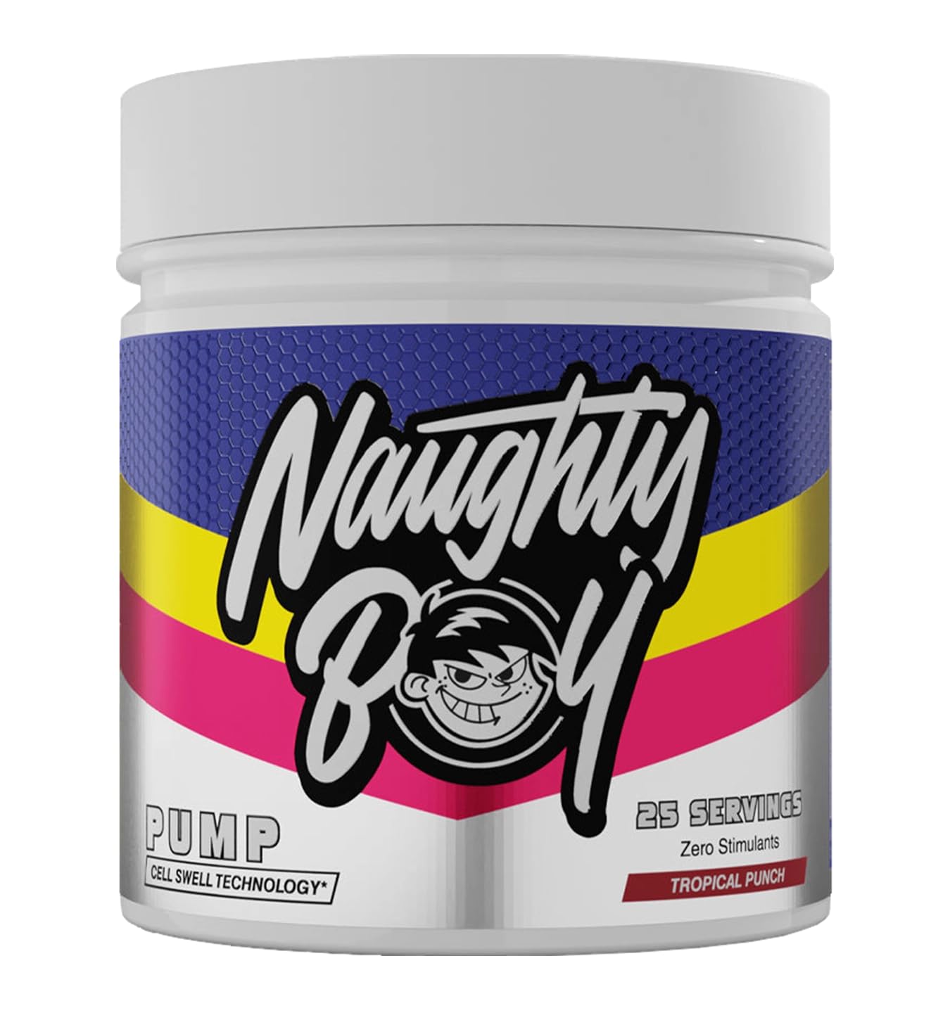 NaughtyBoy Pump Pre-Workout - 400g, Tropical Punch, Stimulant Free, Cell SWELL Technology, Pump, Focus, Performance & Hydration