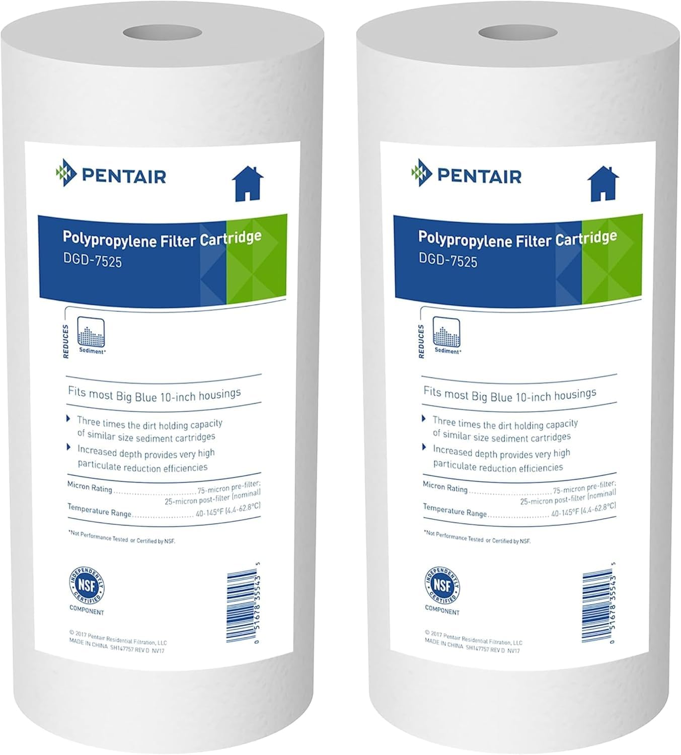 Pentair Pentek DGD-7525 Big Blue 10" x 4.5" Sediment Water Filter