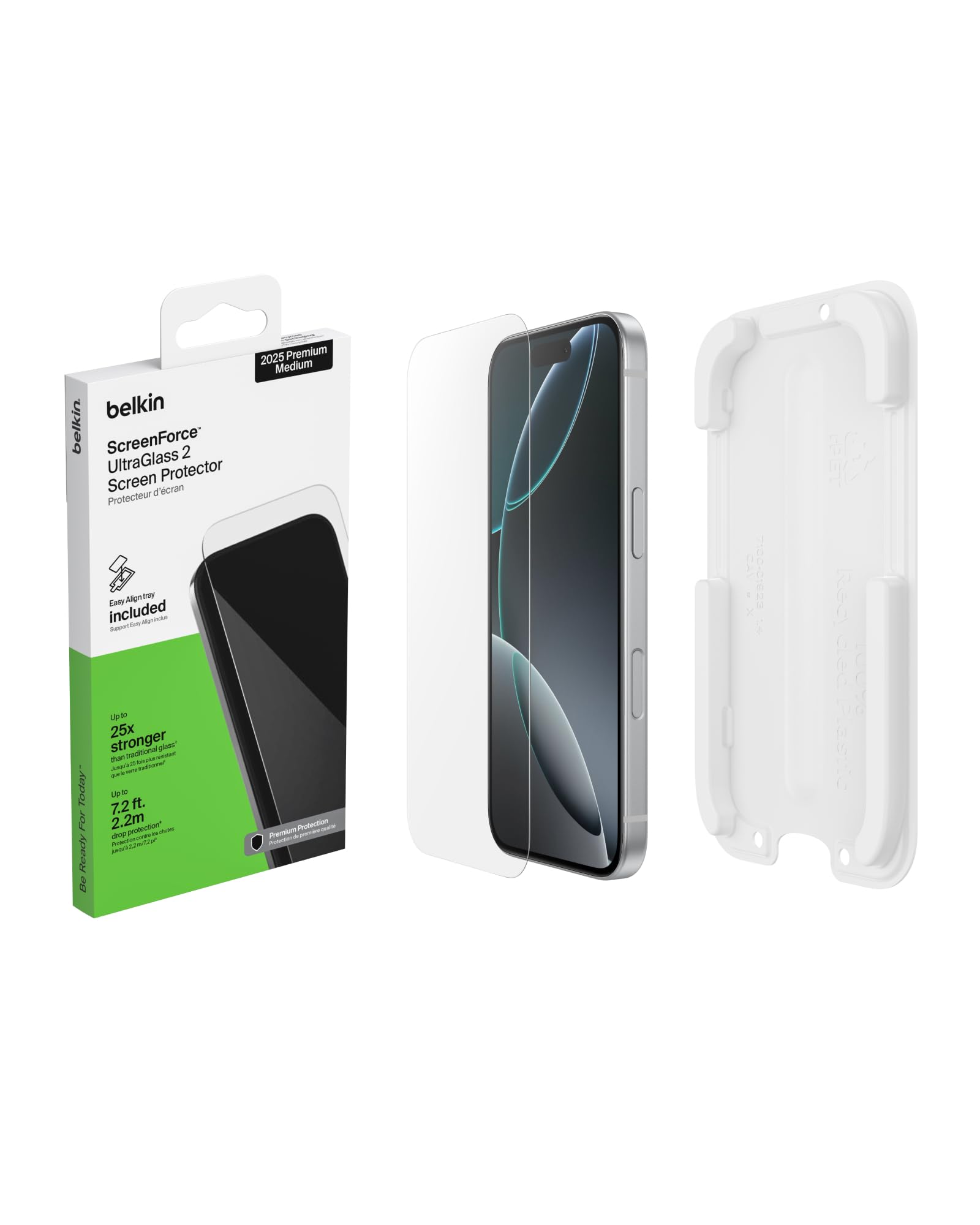 Belkin ScreenForce UltraGlass 2 Schutzfolie iPhone 17 Pro, Kratzfest, Displayschutzfolie mit Positionierungsschale, Blasenfreie Anbringung, Screen Protector, Glasschutz, 9H Härte, Recyceltes Glas