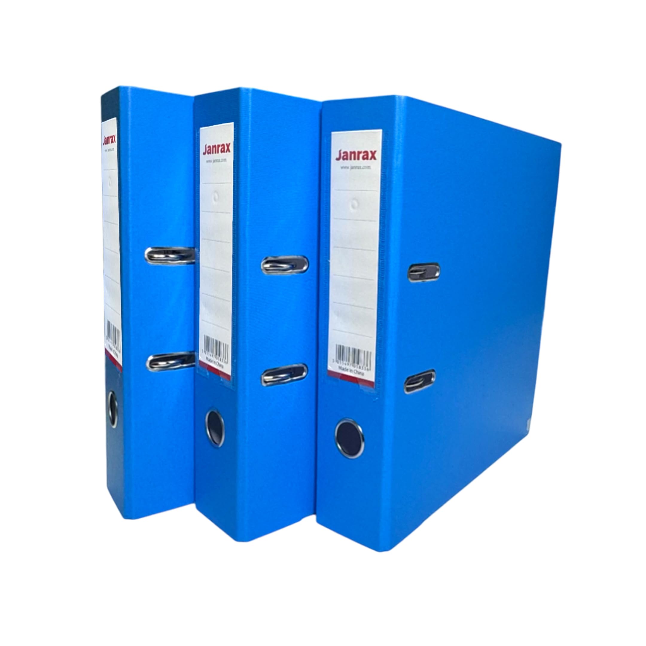 Pack of 3 A4 Light Blue Paperbacked Lever Arch Files by Janrax - Office Filing folders, Document Organiser, School Stationery, Hospital File Storage, Archive folders, Metal Clip Files