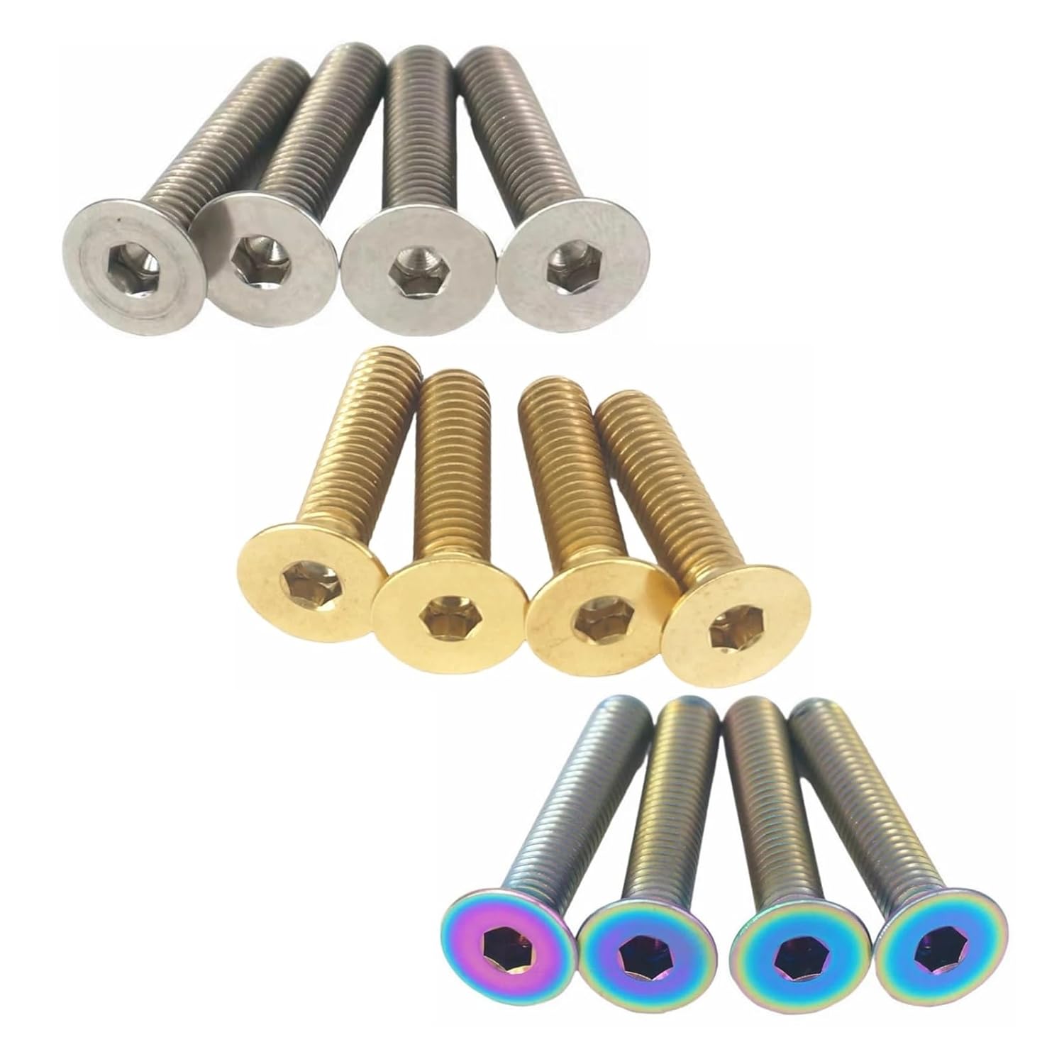 Generic 4pcs M6*1.0 Length 25/30/35/40/55mm GR5 Titanium Countersunk Bicycle Headset Top Cap Bolts(M6x40mm,Golden)