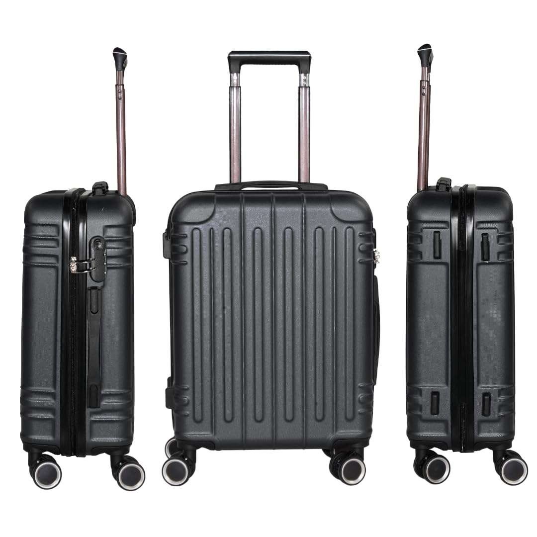 Genérico WSPack Maleta de Cabina 55x40x20 cm | Maleta de Mano ABS Rígida | con 4 Ruedas Dobles Giratorias 360° (Black)
