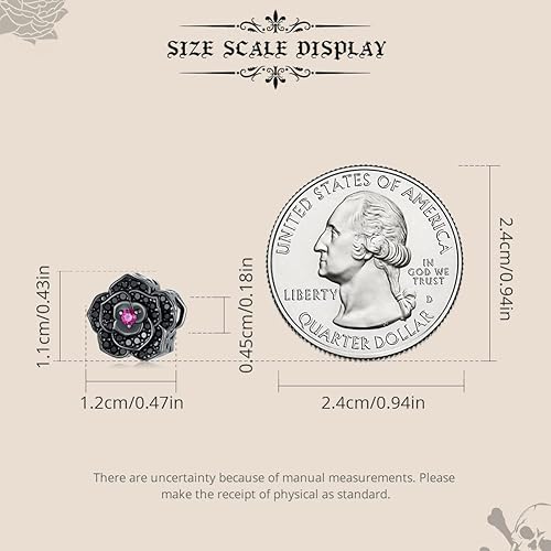 Miniatura 6 de Dije de corazón de rosa para pulseras de plata de ley 925 para pulseras y collares pavimentados con circonita cúbica, dije de calavera de animal