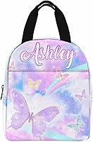 Vista 8 de InterestPrint Lonchera personalizada con nombre para niños, hielera de mariposa con purpurina personalizada, bolsa de almuerzo reutilizable