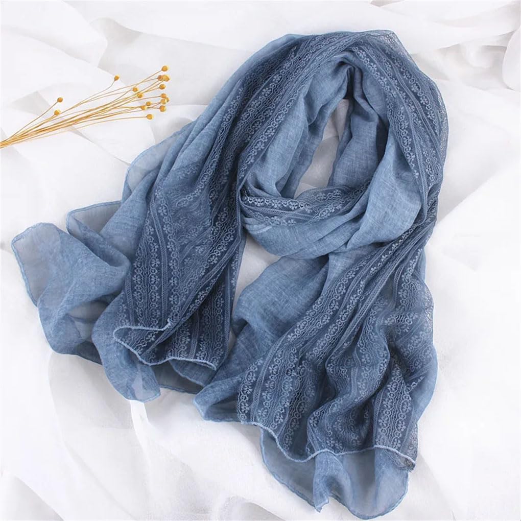 Foulard long en dentelle pour femme - Solide et chaud - 90 x 190 cm