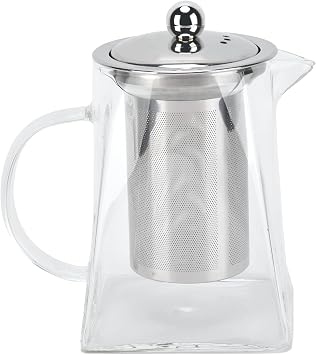 Glass Kettle, Glass Teapot Tea Kettle, Glass Teapot with Infuser,Transparent Glass Teapot with Removable 304 Stainless Steel Filter Tea Kettle for Home Office750ml