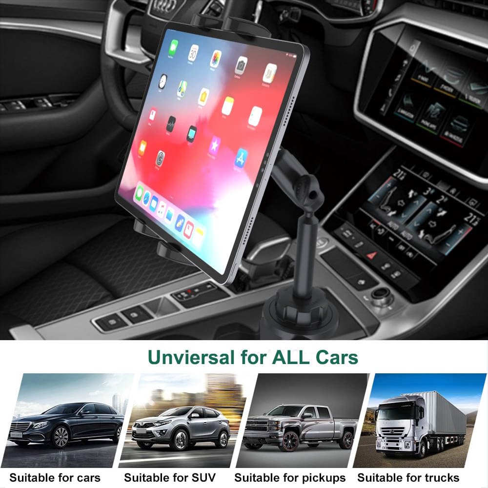 Support de voiture pour téléphone, tablette, tête en métal réglable, version améliorée, support de téléphone portable pour votre iPhone, Samsung Galaxy, iPad et tous les smartphones de 4 à 13
