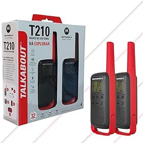 Par Rádio Comunicador Motorola T210BR, UHF, 26 Canais, Bateria Recarregável, Homologado, Portátil
