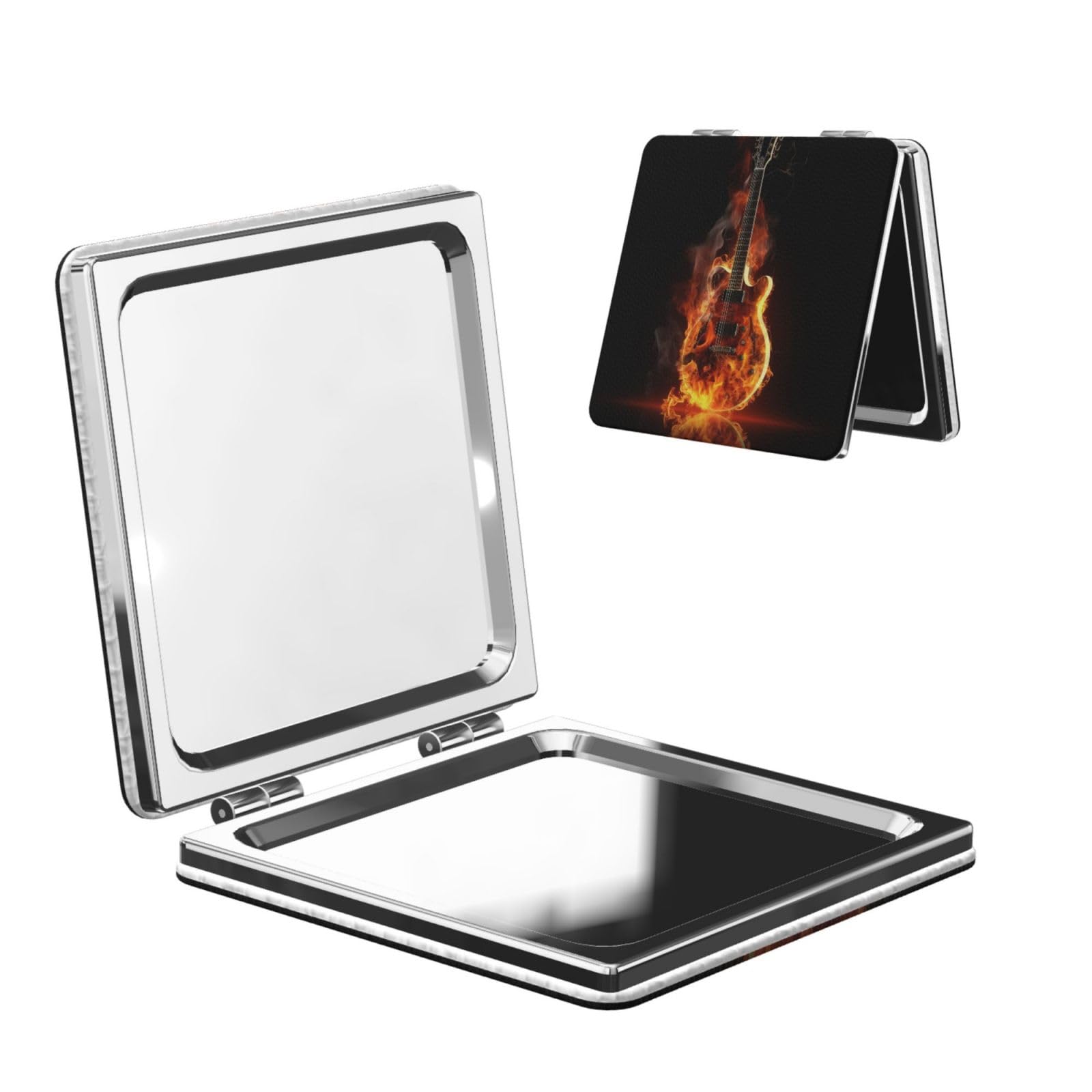 DWVTSLH Fire Guitar Compact Mirror for Purse, Double-Sided 2X/1X Magnifying Mirror for Women Men, Travel Makeup Mirror for Handbag, Handheld Vanity Mirror for Gift