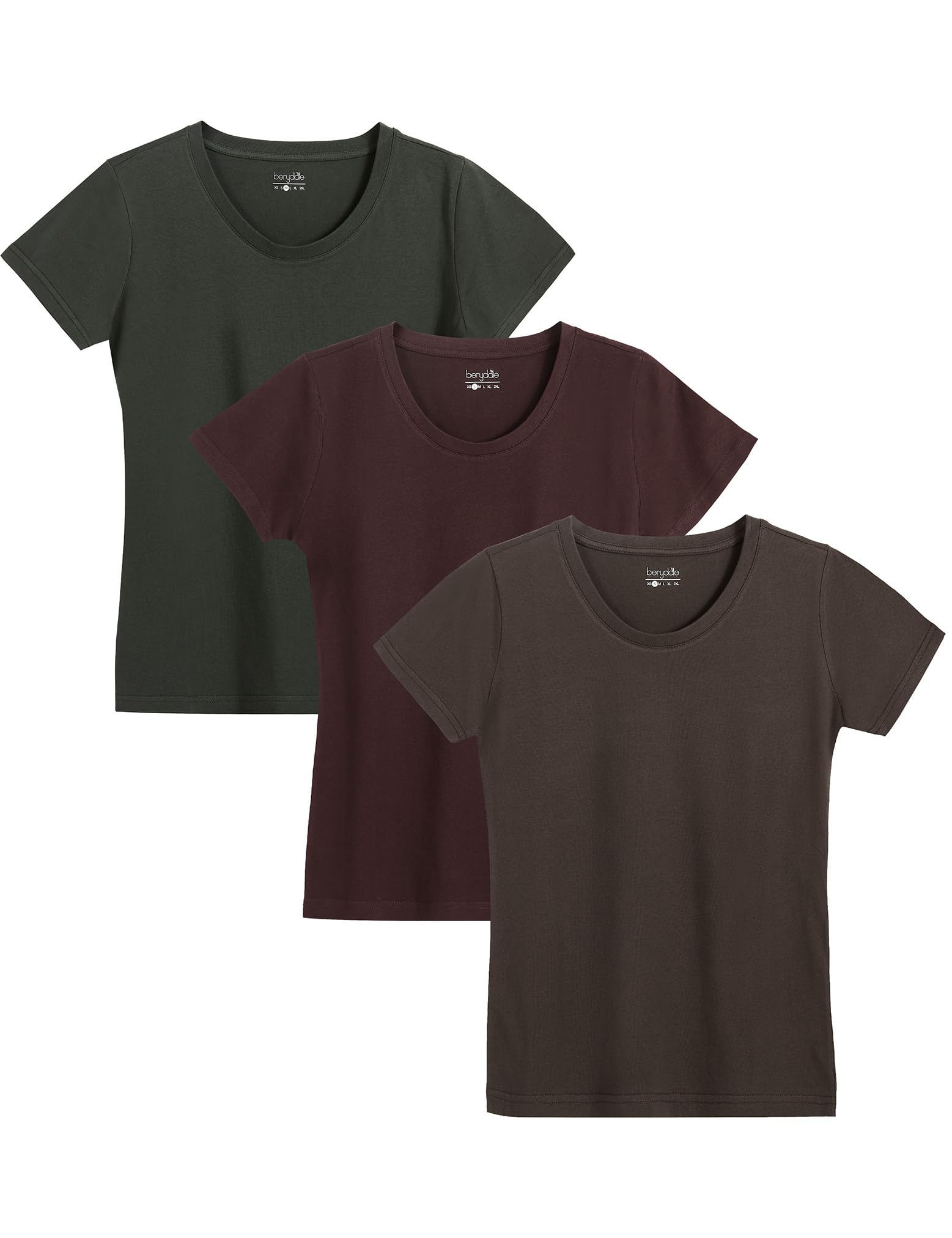 berydale Basic Rundhals T-Shirts für Damen 3er I 5er Pack aus 100% Baumwolle in vielen Farben
