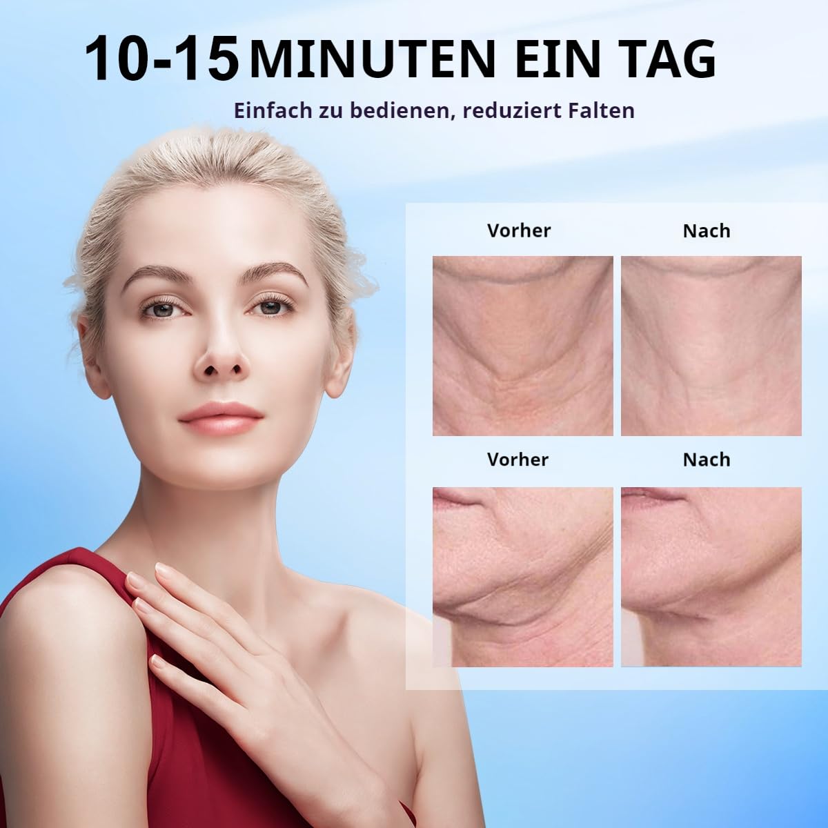 Gesichtsmassagegerät, Demine Face Lifting Gerät, Gesichtsfaltenentferner mit Heizung und Kältekompressen, für Hautpflege, Verbessert, Festigt, Strafft