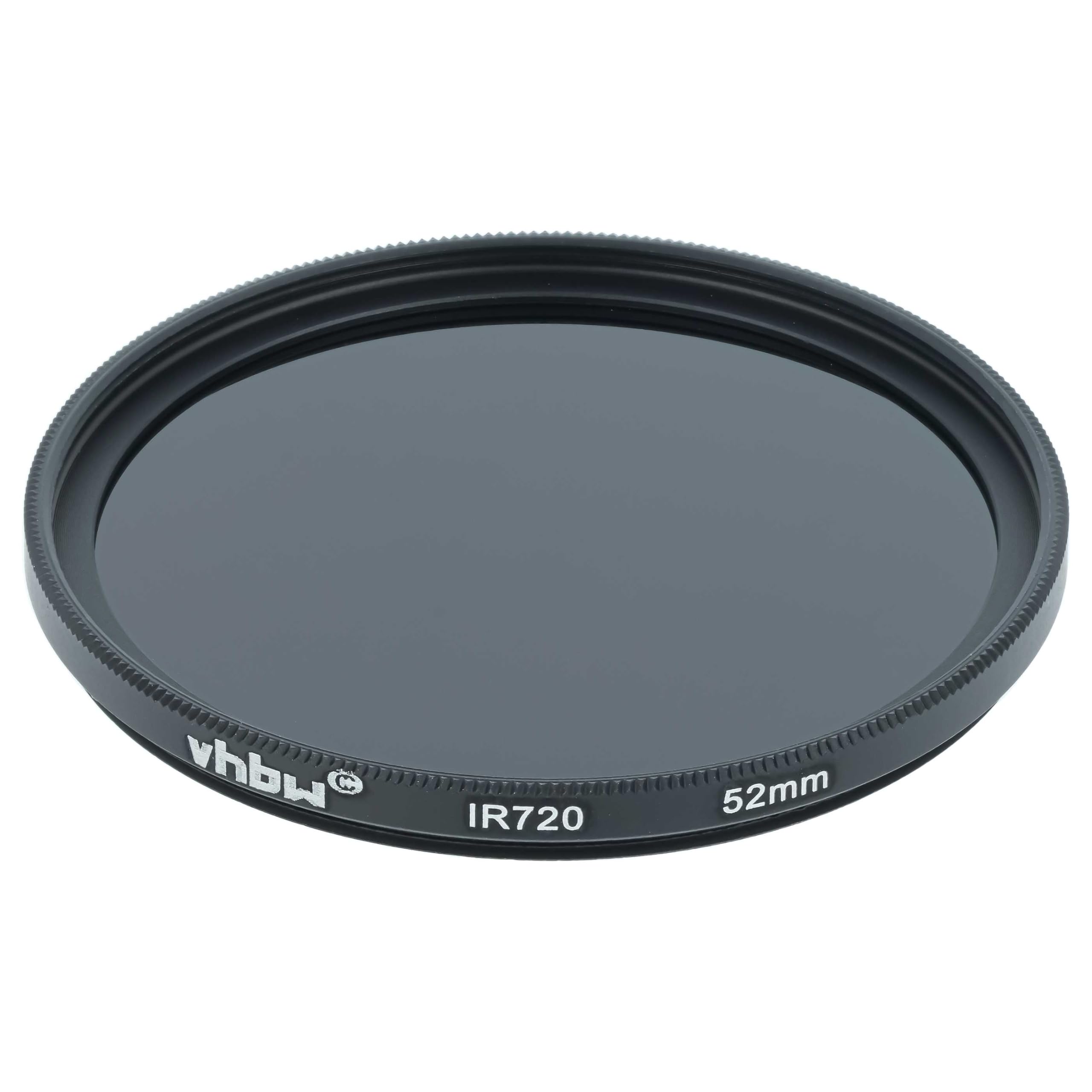 vhbw Universal Infrarot Filter 720nm für kompatibel mit Kamera Objektiven mit 52mm Filtergewinde - Zirkularer IR-Filter, Schwarz