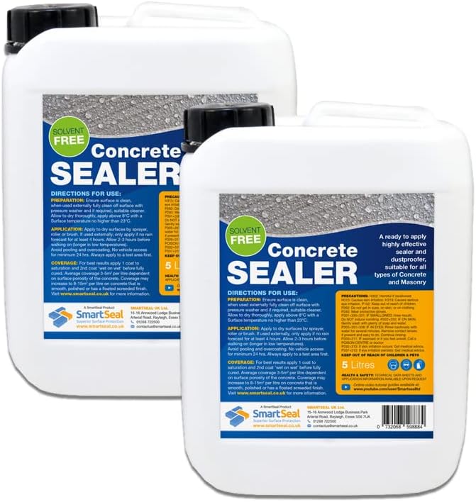 Smartseal Concrete Sealer - Effective Dustproofer For Surfaces - Easy Apply. Eliminates Dust Every Time (2 x 5 Litre)