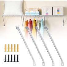 4Pack Heavy Duty Wire Shelf Bracket Set,12 inch Wire Shelf Support Bracket with End Brackets & Clips,High-Carbon Steel Metal Shelf Brackets White for Kitchen, Pantry, Garage, Laundry