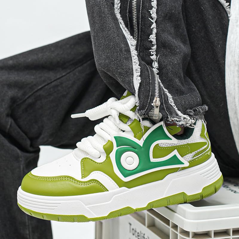 Men's Fashion Leather Lace-Up Chunky Sneakers Lightweight Platform Walking Running Driving Casual Sport Shoes4