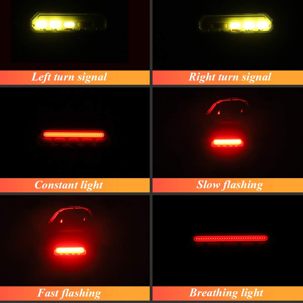 Luce Posteriore per Bici LED USB Ricaricabile Luci di direzione Posteriori per Bici con Telecomando Wireless modalità multifunzionali Luce di Avvertimento per Ciclismo Impermeabile per Mountain Bike