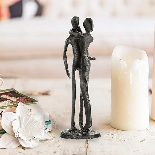 DreamsEden Escultura de hierro para parejas afectuosas, estatua de amor apasionado, adorno de metal romántico para decoración del hogar y la oficina