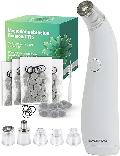 NEWDERMO Máquina de microdermoabrasión 2 en 1 para uso facial, dispositivo de microdermoabrasión de diamante recargable por USB (blanco) con filtros
