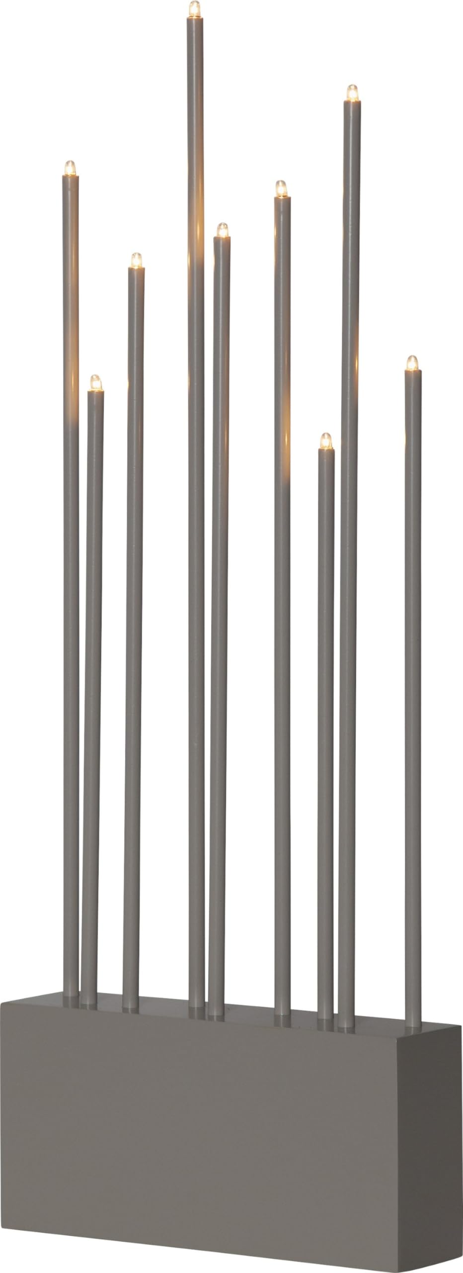 Star Trading Fensterleuchter Buzz - 9-flammiger Lichterbogen aus Holz & Metall in Grau, 23x60 cm, Niedervolt 12V, inkl. E5-Leuchtmittel, Skandinavisches Design