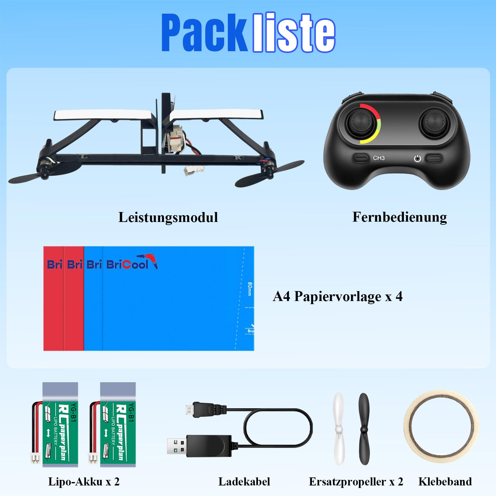 HAWK'S WORK RC Papierflugzeug, Ferngesteuertes Flugzeug mit Bunten Papieren, Superleichtes Flugspielzeug für Kinder DIY STEM KIT (Birdy X 2.0)