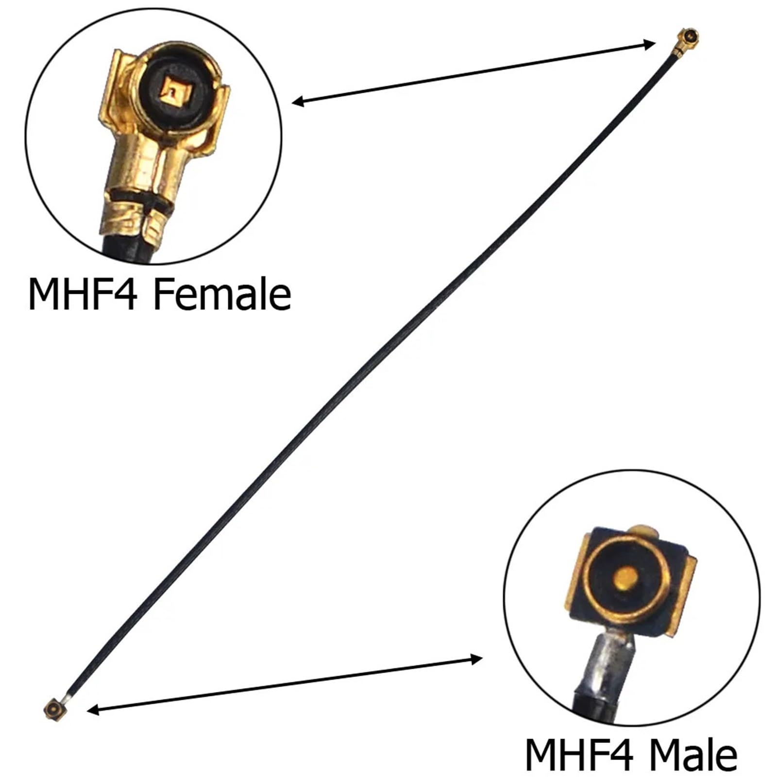 Lot de 2 câbles coaxiaux RF MHF4 mâle vers MHF 4 femelle 0,81 mm Câble d'antenne 10 cm 50 cm pour routeur WiFi Carte M.2 (50 cm)