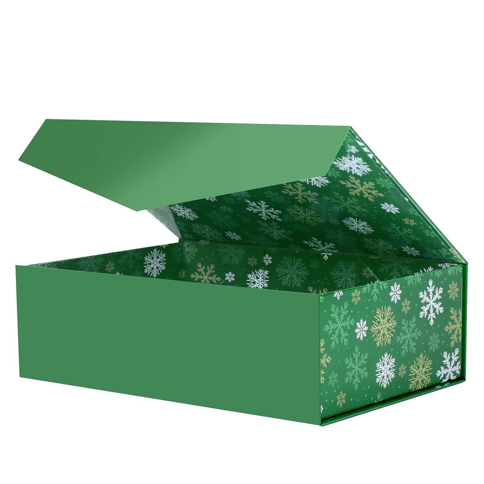 Boite cadeau de Noel pliable BLK&WH verte a flocons 34,8x22,9x10,4 cm