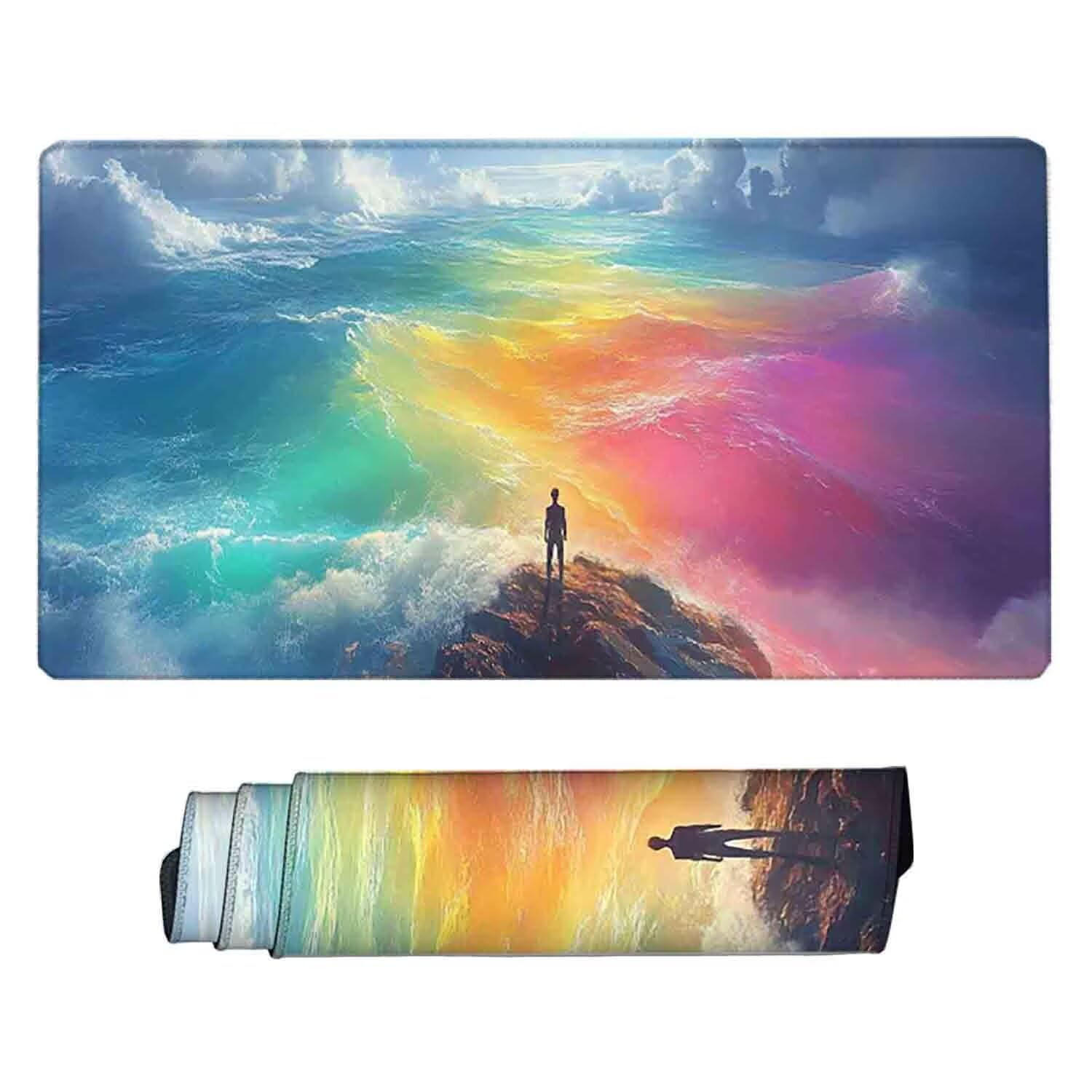 Kolorowa podkładka pod mysz krajobrazowa XXL podkładka pod mysz 1200 x 600 mm podkładka pod mysz ze zszytymi krawędziami i gumową podstawą antypoślizgowa podkładka pod mysz XXL do komputera, laptopa