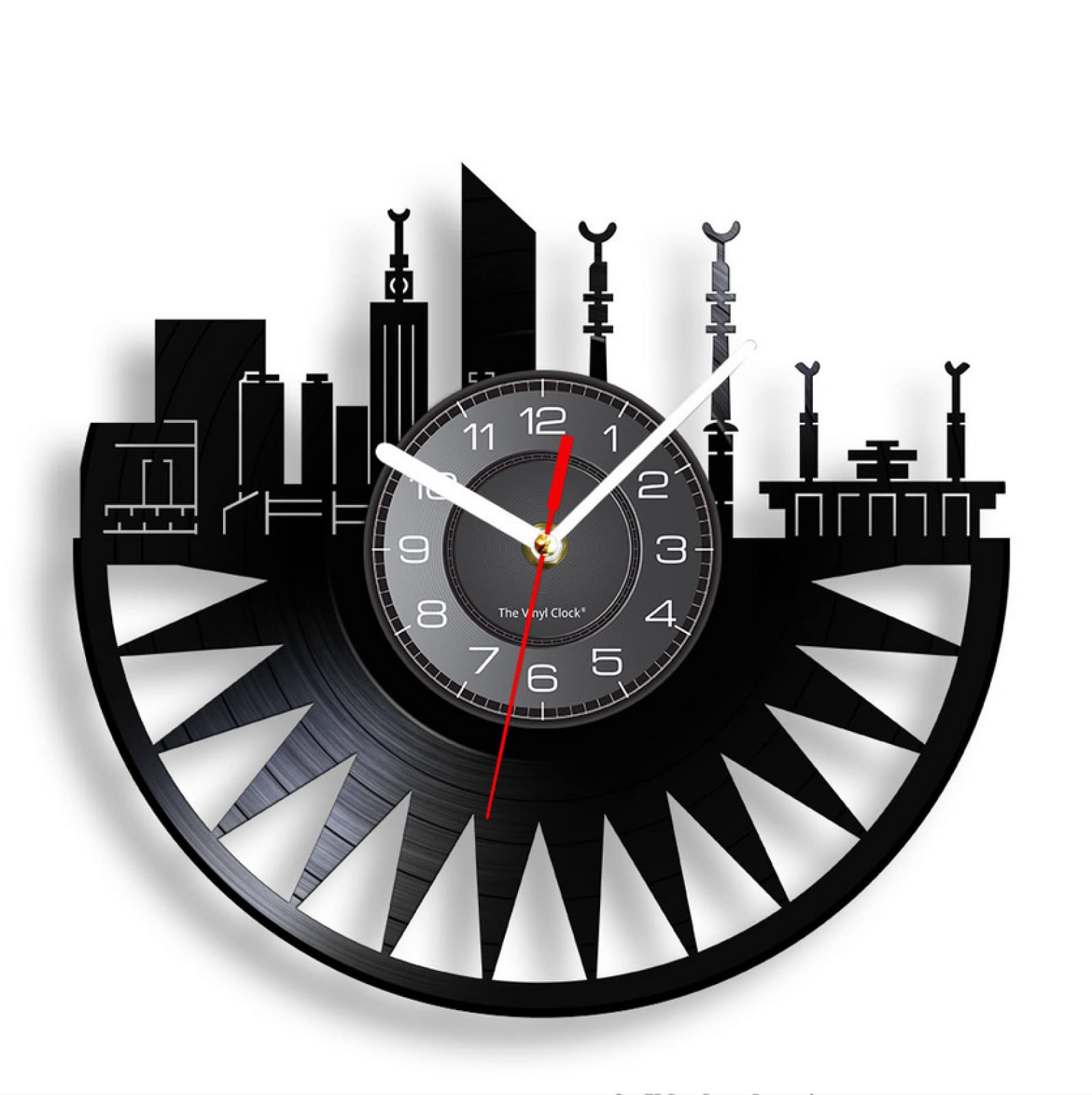 Guang tradingGuang trading Vinyl Record Wall Clock 12 Inch Saudi Arabia Mecca Skyline Vinyl Record Wall Clock For Bedroom Islamic Mosque Wall Art Architecture Home Decor Muslim Wall Watch
