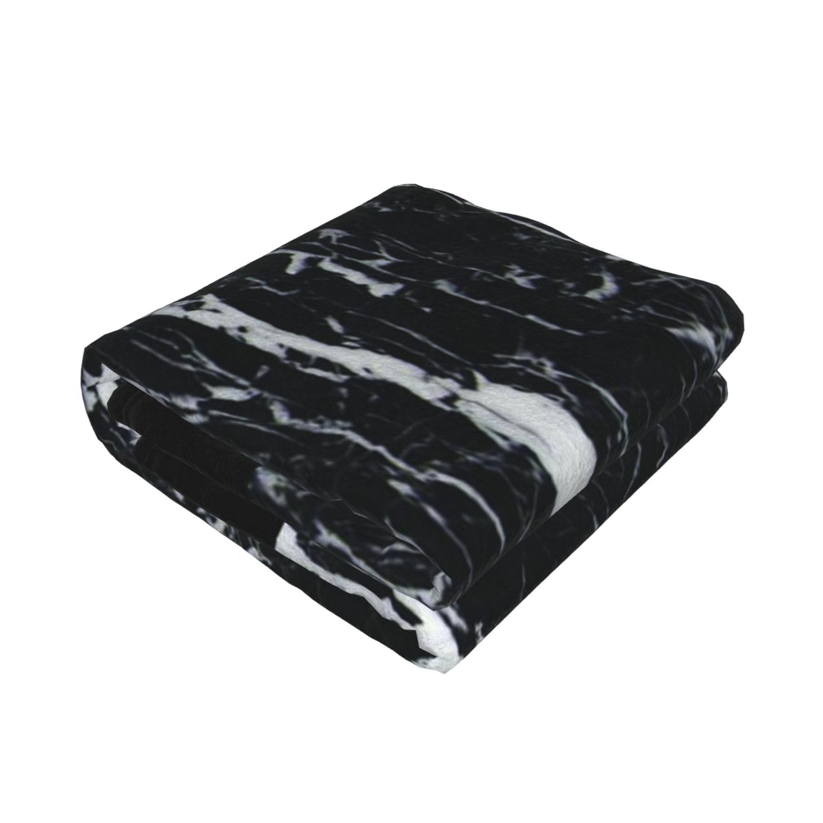 Ezdlowvba Black And White Marble Print Fleece Throw Blanket For Couch Sofa Bed, Cozy Fuzzy Soft Lightweight Warm Blankets For All Seasons