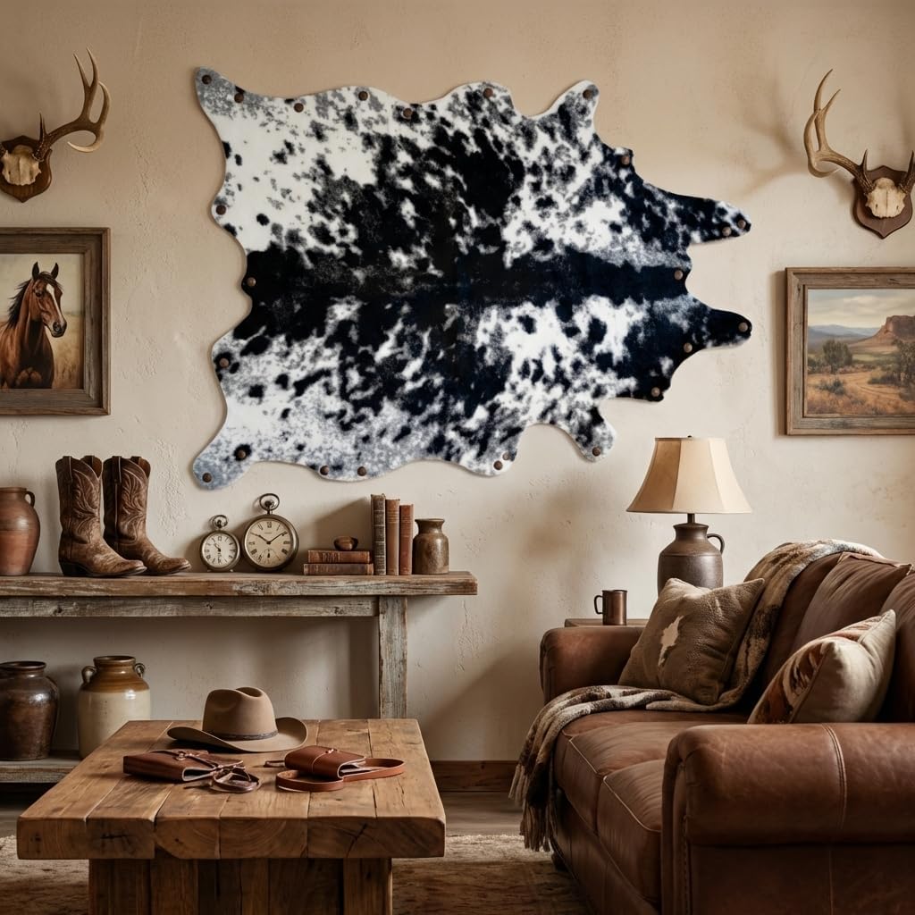 MustMat Faux Cowhide Rug Cow Print Rug Western Cowhide Area Rugs for Living Room (Black and White, 2.6ft x 4.1ft)