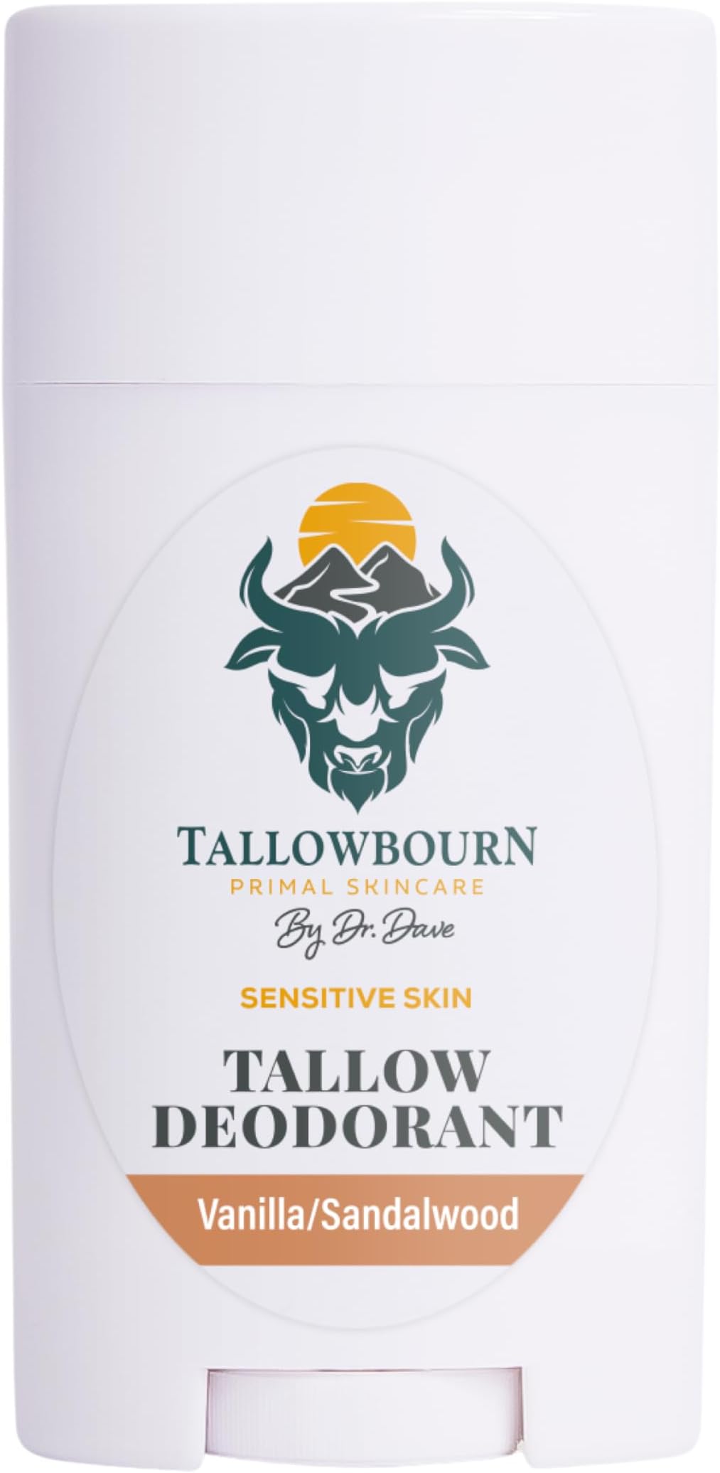 Sensitive Skin Tallow Deodorant, Baking Soda-Free, Magnesium Formula, Non Aluminum Deodorant for Women and Men, Vanilla & Sandalwood Scent, 3 oz