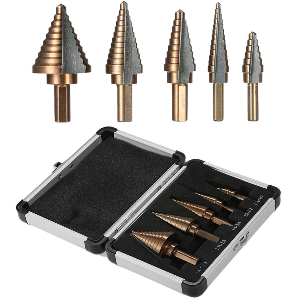 LILIMENG Drill Bit Set fit for Metal Wood 5 pcs Cobalt Titanium Conical Carbide Center Drill