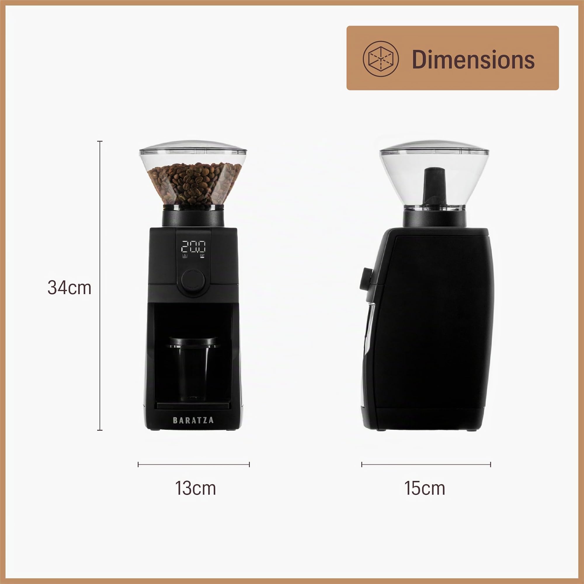 Baratza Encore ESP Pro Moulin à Café | Réglage en Continu, Technologie Antistatique, 2 Modes de Dosage, Trémie de 300 g, Meules Coniques de 40 mm, Facile à Nettoyer