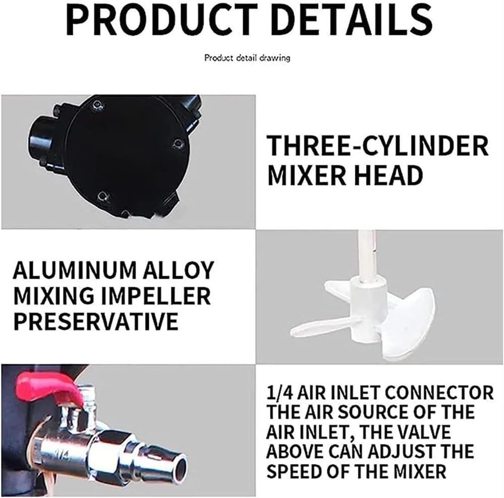 Máquina de agitación automática de pintura de acero inoxidable, mezclador neumático vertical de escritorio de 5 galones/20 L para una mezcla y agitación eficientes
