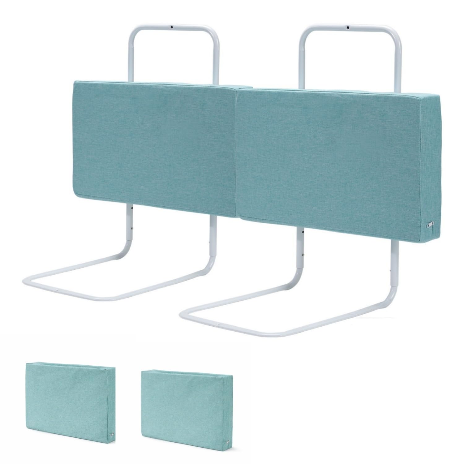 Ikodm Bettgitter 2x60cm rausfallschutz Bett,Bettschutzgitter für Kinder 5-Loch Höhenverstellbar Bett Rausfallschutz Kinder, Kinderbettgitter Familienbett für Kinderbett (120cm,Grüner See), 9291