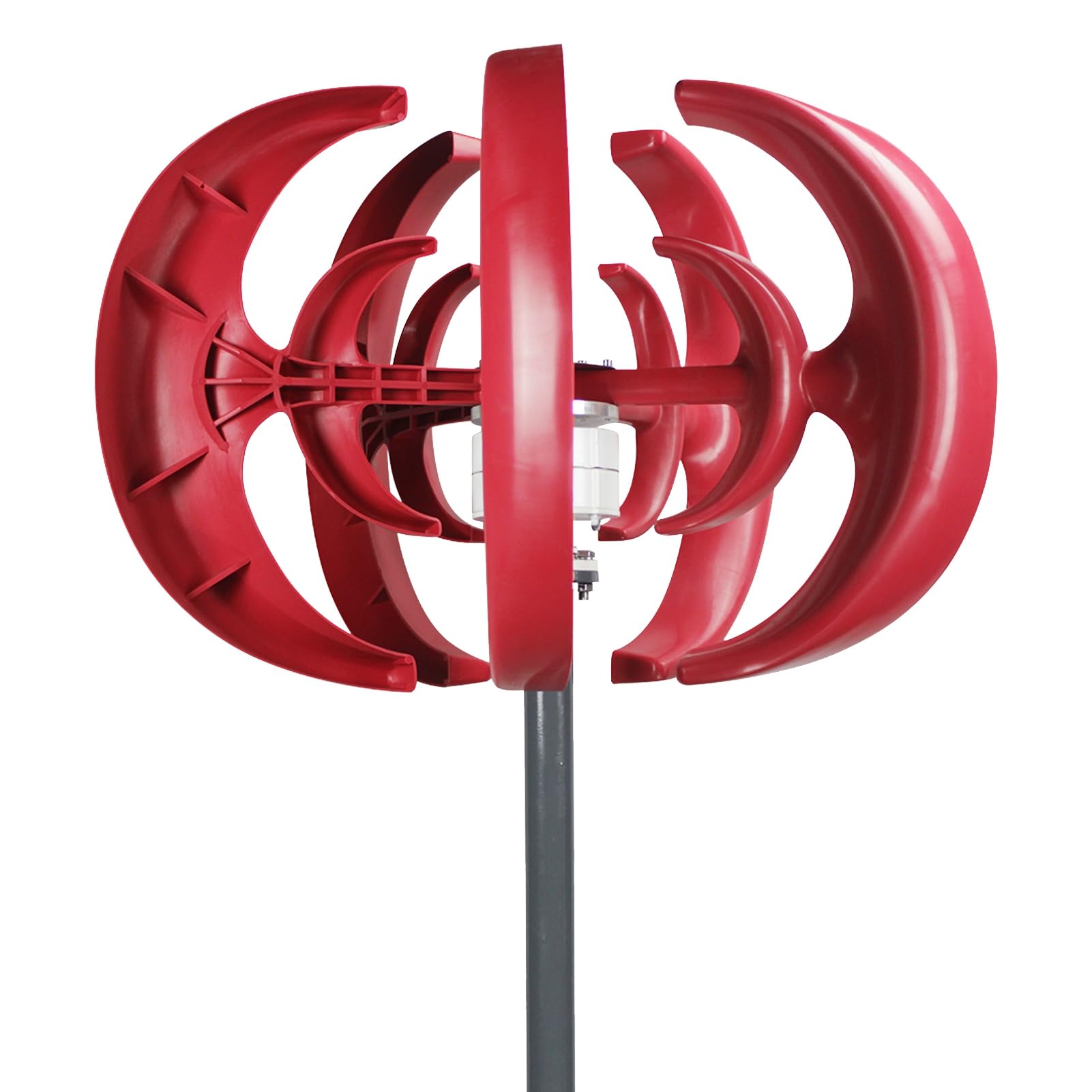 Wind Turbines,4500W Wind Turbines Generator,12V 5-Blade Vertical Axis Wind Turbines Generator Kit,for Home Hybrids Streetlight Use, Electromagnetic Electricity Producer Equipment Red