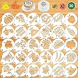 Thanksgiving Cookie Stencils Decoration, Konsait 30Pack Happy Thanks Giving Leaf Stencils Turkey...