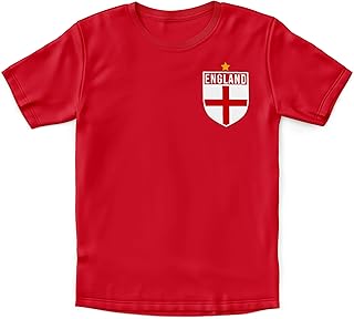 England Football Shirt Kids - Boys England Flag Badge Retro T Shirt - Football Country European 2022 Supporters Gifts for Kids - 2024 English Tournament Footy Soccer Top