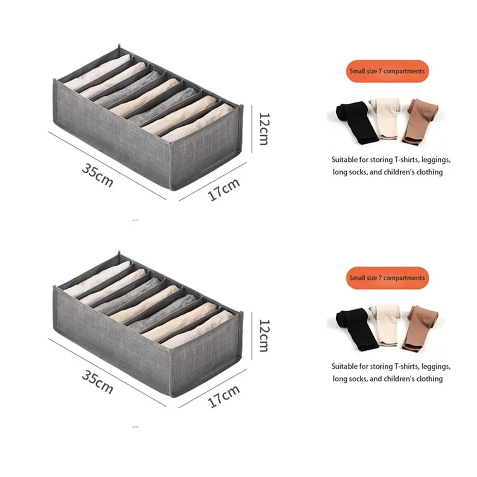 Organizador de cajones para Ropa Interior, Caja de Almacenamiento para Calcetines, Sujetador, 2 Piezas, Ropa, Pantalones y Vaqueros, Armario, Corbata, Camiseta.