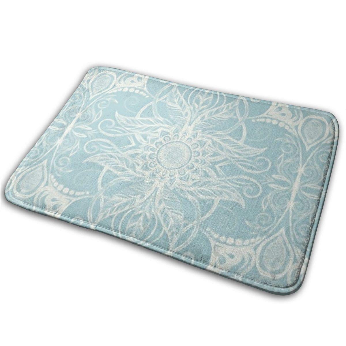 fgjfdjj Floral Pattern In Duck Egg Blue & Cream Doormat Entrance Mat Floor Mat Rug Indoor/Outdoor/Front Door/Bathroom Mats Rubber Non Slip 23.6 X 15.8 Inch
