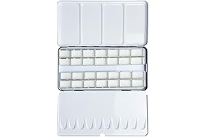 FCLUB Empty Watercolor Tins Palette Paint Case - Large Watercolor Palette Box Metal Tin Pans